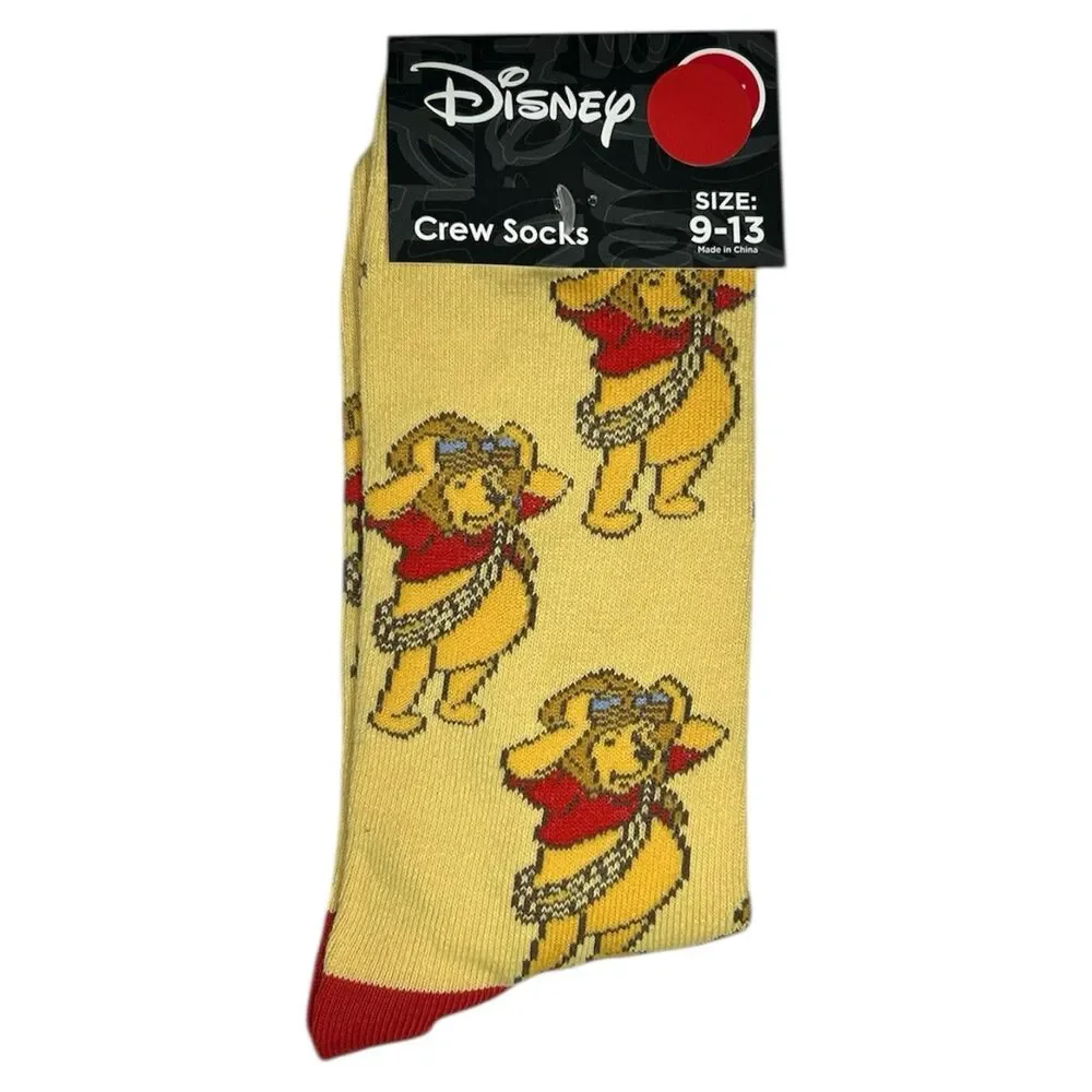 2x Disney Mickey and Winnie the Pooh Novelty Crew Socks Adult Set One Size